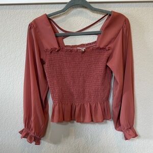 Papaya Dusty Rose Ruffled Blouse